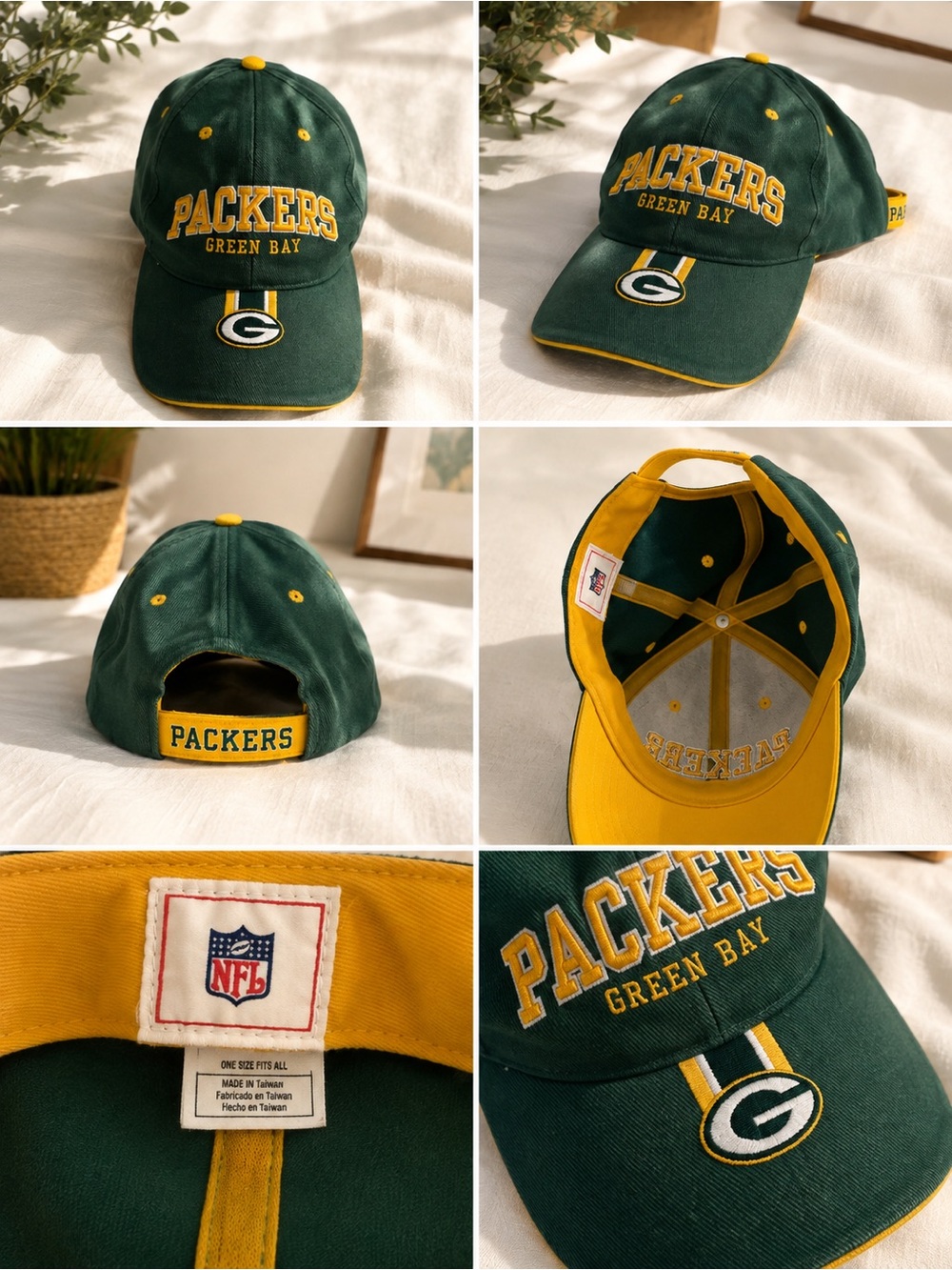 Green Bay Packers Adjustable Cap - Green/Gold NFL Hat